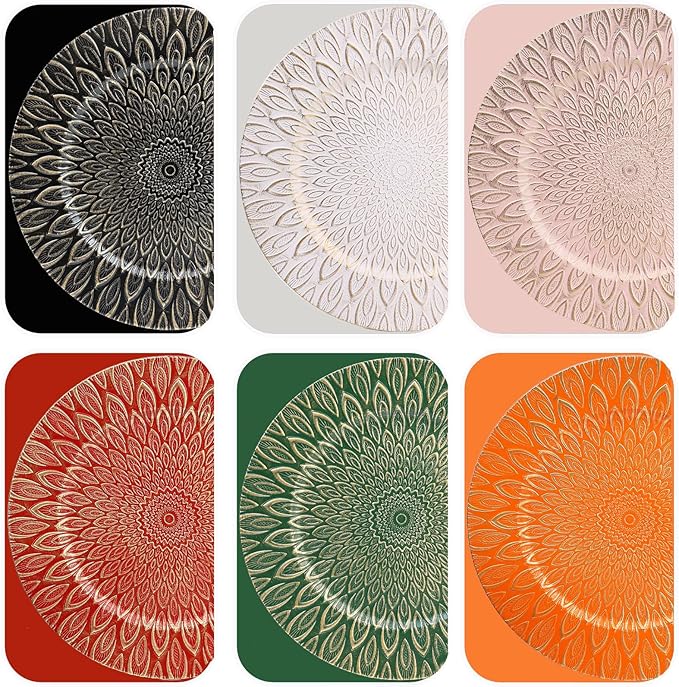 Black Charger Plates, 13 Inch Set of 6 Plastic Peacock Chargers for Dinner Plates,Table Settings, Easter, Thanksgiving, Christmas Party, Family Gathering.