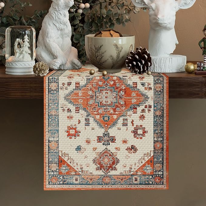 Rustic Farmhouse Table Runner Seasonal Fall Kitchen Dining Linen Table Decoration for Indoor Outdoor Home Party Decor 13 x 72 Inch