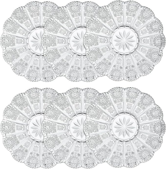 kanpura Dessert Plates 5.5 Inch Glass Plates Set of 6 Small Decorative Salad and Dessert Plates Clear Glass Dinner Plates for Appetizers, Salads, and Small Meals
