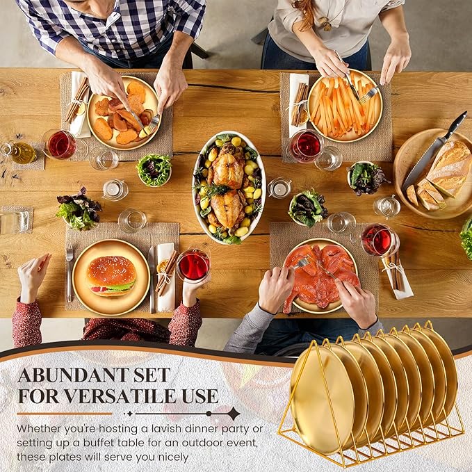 Nuogo 20 Pieces Stainless Steel Gold Plates 6.5 Inch Gold Dinner Plates Metal Serving Tray Dessert Dishes for BBQ, Salad, Snack, Desserts, Food Serving, Outdoor Camping