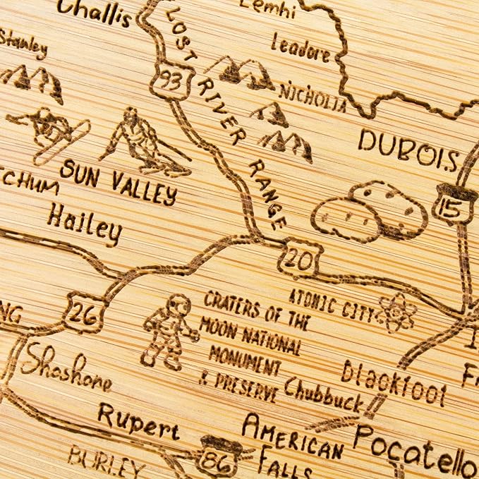 Totally Bamboo A Slice of Life Idaho State Serving and Cutting Board, 11" x 8.75"