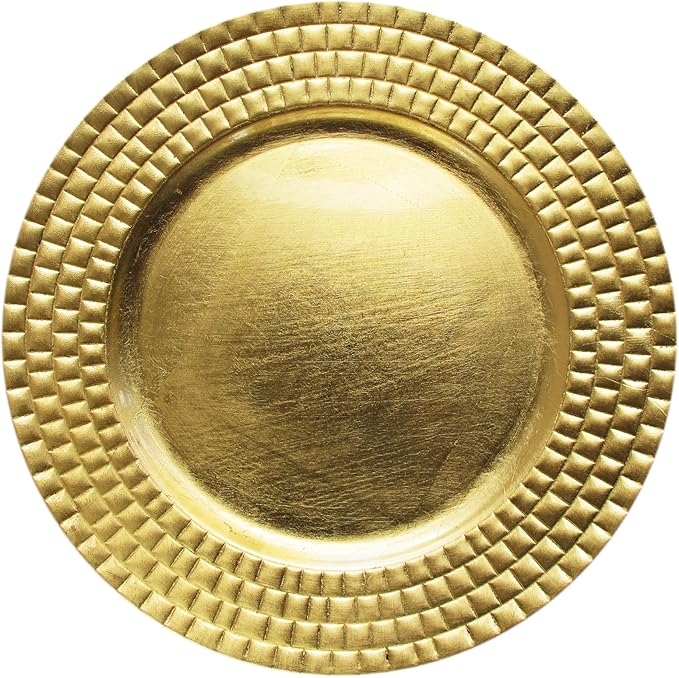 Charge It by Jay Linear Charger Plate 13” Decorative Melamine Service Plate for Home, Professional Dining, Perfect for Upscale Events, Dinner Parties, Weddings, Banquets, Catering, 1 Piece, Gold