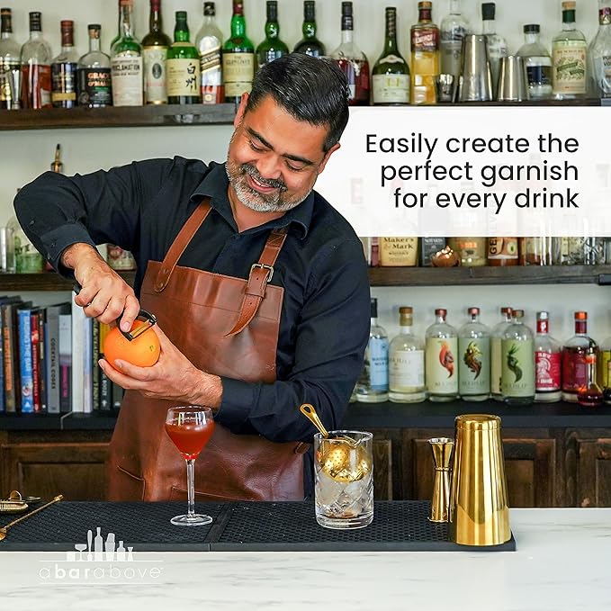 A Bar Above Gold Citrus Peeler, Stainless Steel Fruit Peeler for Garnishes and Cocktail Twists, Comfortable Grip Peeling Tool for Oranges, Lemons, Limes, Bartender Accessory, Kitchen Essentials, Gold