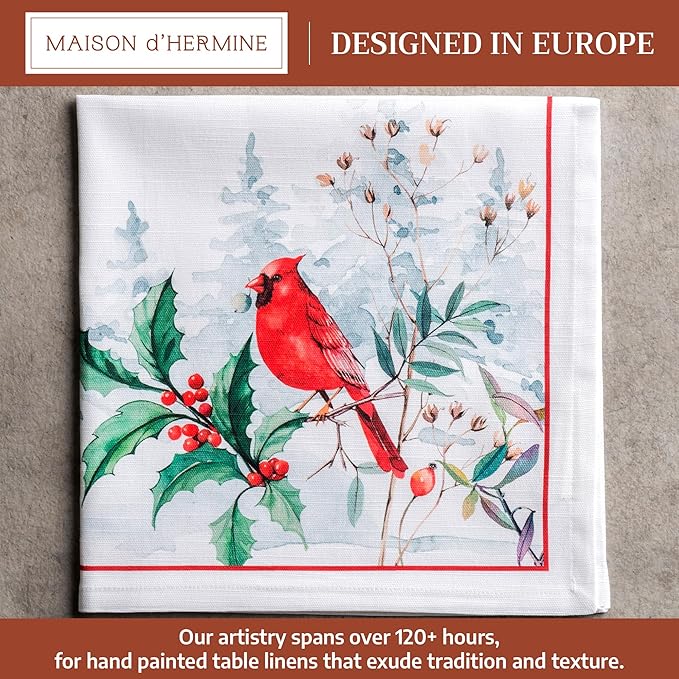 Maison d' Hermine Cloth Napkins Set of 4 100% Cotton for Thanksgiving Christmas Decorations Everyday Reusable Square Fall Napkins Cloth Washable Dinner Party (Morzine, 20"x20")