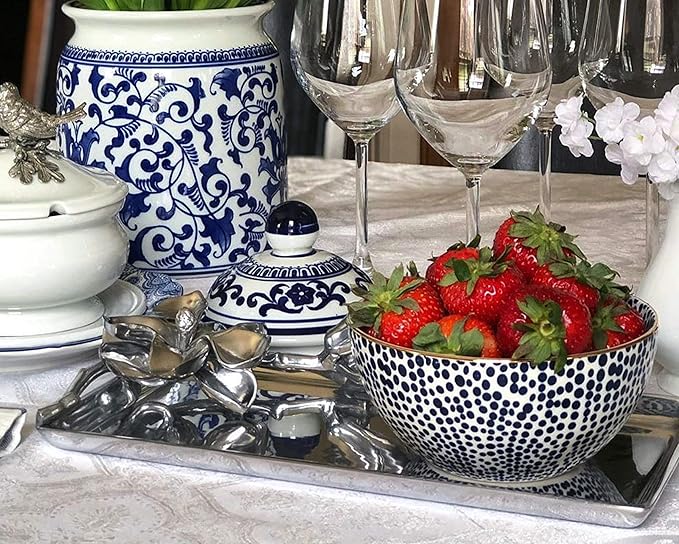 Arthur Court Metal Aluminum Magnolia Flower Oblong Food Serving Tray/Platter 19 inch x 8 inch