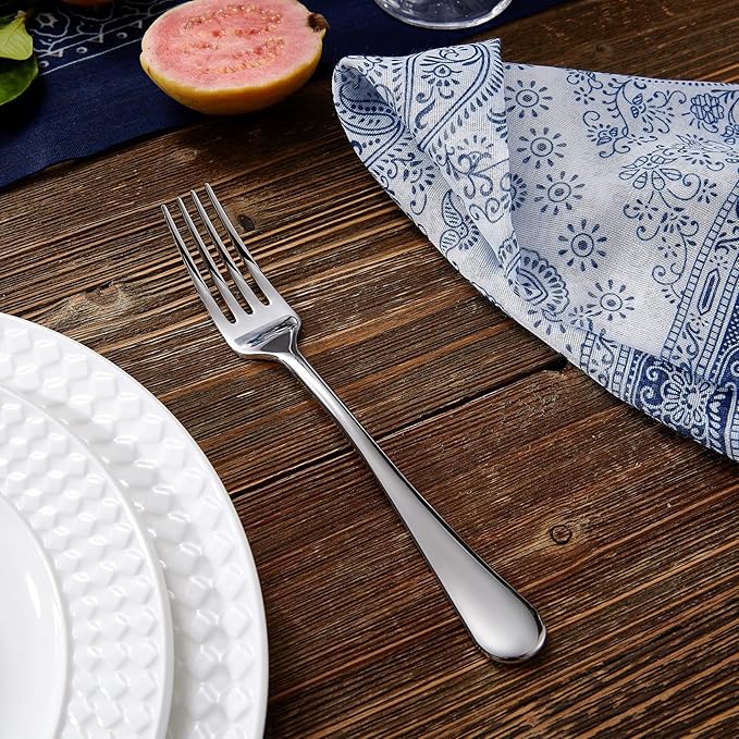 KEAWELL Premium Fine Verona 8-Piece 7.4 inch Fork Set – 18/10 Stainless Steel, Heavy-Duty Mirror-Finished Flatware for Elegant Everyday Dining and Entertaining (8, Salad Forks)