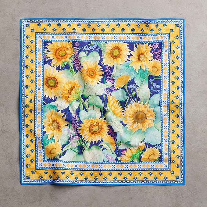 Maison d' Hermine Cloth Napkins Set of 4 100% Cotton Soft & Durable Everyday Reusable Square Napkins Cloth Washable, Dinner, Cocktail Party, Wedding, Restaurant (Sunflower Days, 18" x 18")