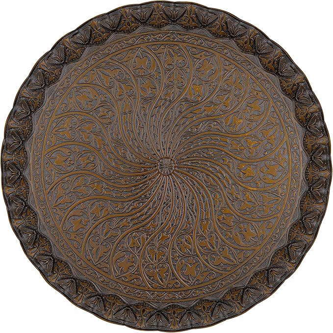 Alisveristime Turkish Ottoman Coffee Tea Serving Tray – 11.8 Inches, Wavy Zamac Tray with Traditional Motifs, Available in Five Color Variations (Autentic)