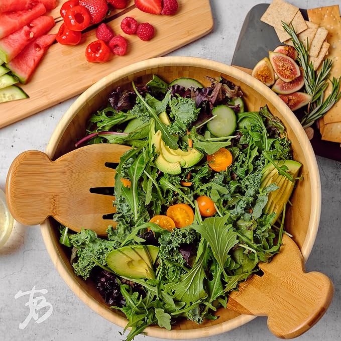 Totally Bamboo Classic Large Bamboo Serving Bowl, 12" x 12" x 4-1/2"