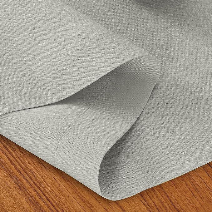 D'Moksha Homes Linen Silver Grey Table Runner 108 Inches Long - 100% Pure Linen Dining Table Runner 14 x 108 Inch for Winter, Christmas, Holiday, New Year - Machine Washable