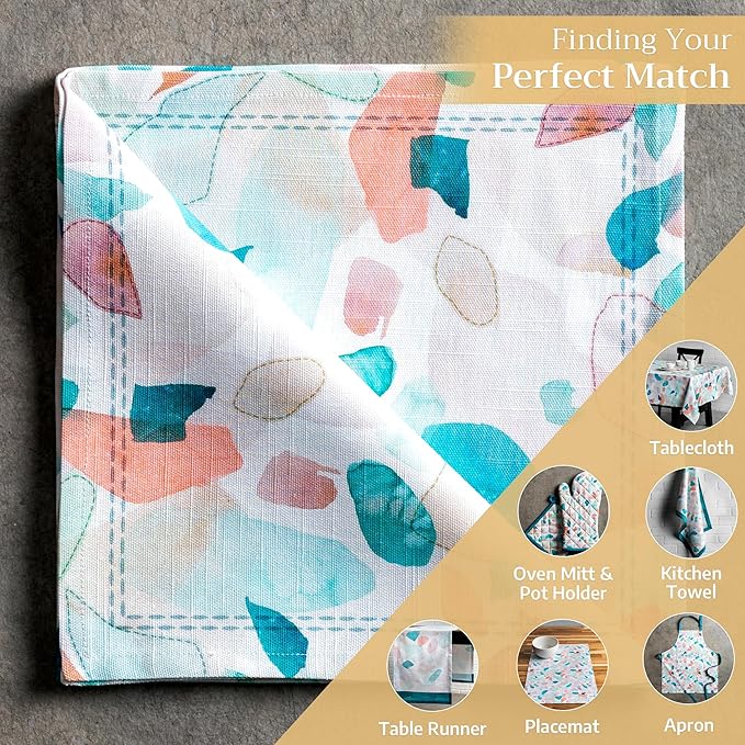 Maison d' Hermine Cloth Napkins Set of 4 100% Cotton Everyday Reusable Square Napkins Cloth Washable, Dinner, Party, Wedding, Restaurant, Spring/Summer (Summer Picnic, 20" x 20")
