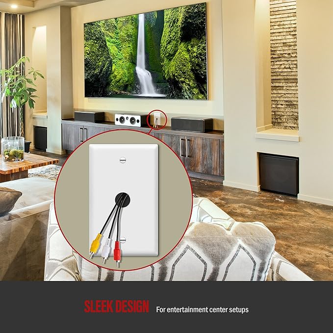 ENERLITES 0.625" Hole Phone/Cable Wall Plate, Standard Size 1-Gang 4.50" x 2.76", Polycarbonate Thermoplastic, 8861-W-10PCS, White (10 Pack)