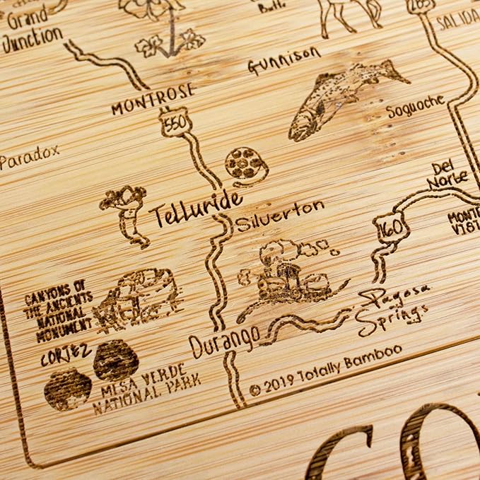 Totally Bamboo A Slice of Life Colorado State Serving and Cutting Board, 11" x 8.75"