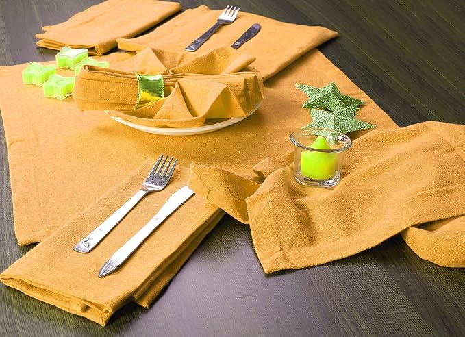 Ramanta Home Mustard Cotton Dinner Napkins Set of 12, 18x18 Inch 100% Cotton Cloth Napkins, Reusable Fabric Table Napkins for Everyday Dining, Parties, Weddings, Spring & Easter Table Décor Washable