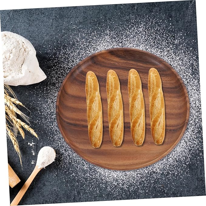 Cabilock Round Cake Tray Serving Platter Craftsmanship Dessert Dish for Tableware Storage Natural Wood Design for Snacks and Dishes