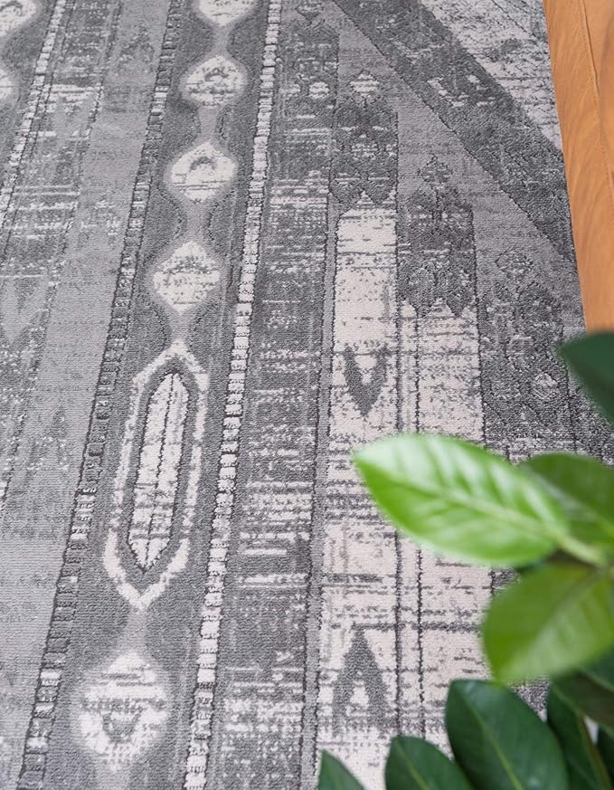 Rugs.com Oregon Collection Rug – 8' x 10' Gray Low-Pile Rug Perfect for Living Rooms, Large Dining Rooms, Open Floorplans