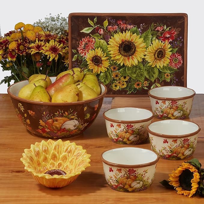 Certified International Harvest Blessings 6" Luncheon/Canape Plate, Multicolor, Small, Set of 4 (Pack of 2)