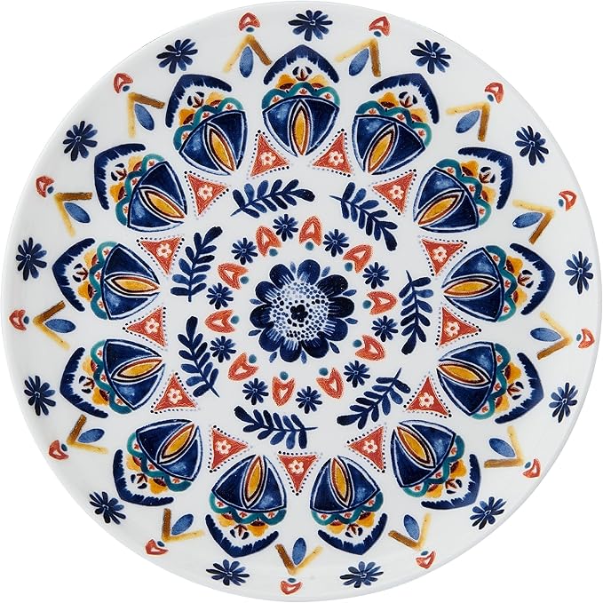 Mikasa Painted Medallion Set of 4 Bone China Appetizer Plates, 6 Inch