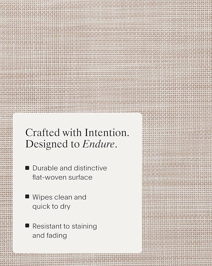 Chilewich Mini Basketweave Placemats in Parchment - Set of 4 - Easy Care Woven Tabletop Textiles - Indoor/Outdoor - 19.25" x 14" Oval