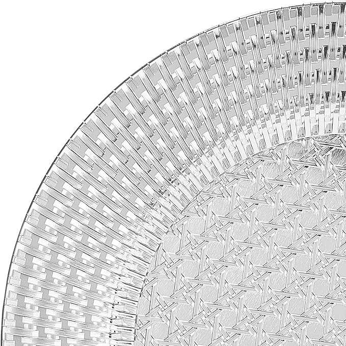 Set of 6 Silver Charger Plates 13 Inch, Round Plastic Chargers for Dinner Plates, Shiny Decorative Serving Platters for Banquet, Catering, Restaurant, Home Use