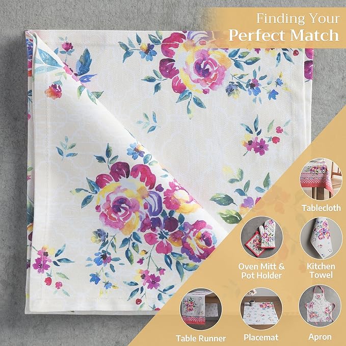 Maison d' Hermine Cloth Napkins Set of 4 100% Cotton Everyday Reusable Square Napkins Cloth Washable, Dinner, Party, Wedding, Restaurant, Spring/Summer (Rose Garden, 20" x 20")