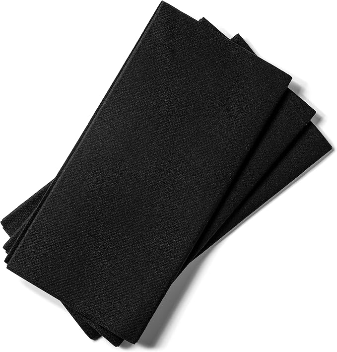 AMERICAN HOMESTEAD Paper Napkins - Black Disposable Linen-Like Dinner Napkins - Restaurant-Quality Table Serviettes for Weddings, Parties, and Events - 15.75" x 15.75" - 50 Count