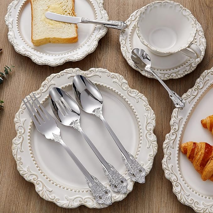 KEAWELL Gorgeous 5-Piece 18/10 Stainless Steel Hostess Serving Utensil Set, Dishwasher Safe (Silver)