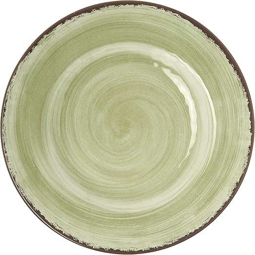 Carlisle FoodService Products Mingle Resuable Plastic Plate Dinner Plate with Pottery Style for Home and Restaurant, Melamine, 9 Inches, Jade, (Pack of 12)