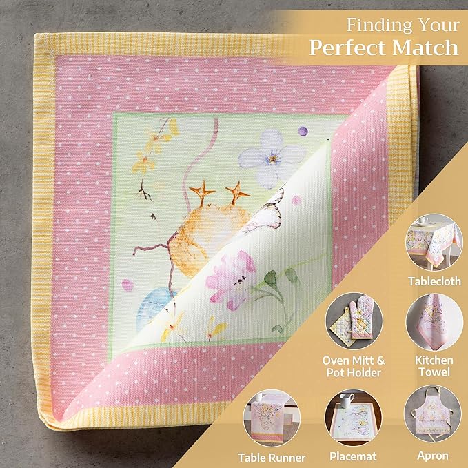 Maison d' Hermine Cloth Napkins Set of 4 100% Cotton Everyday Reusable Square Napkins Cloth Washable, Dinner, Party, Wedding, Restaurant, Spring/Summer (Easter Zest, 20" x 20")