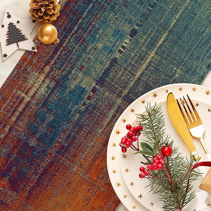 Vintage Rustic Wooden Table Runner Seasonal Farmhouse Kitchen Dining Linen Table Decoration for Indoor Outdoor Home Party Decor 13 x 72 Inch