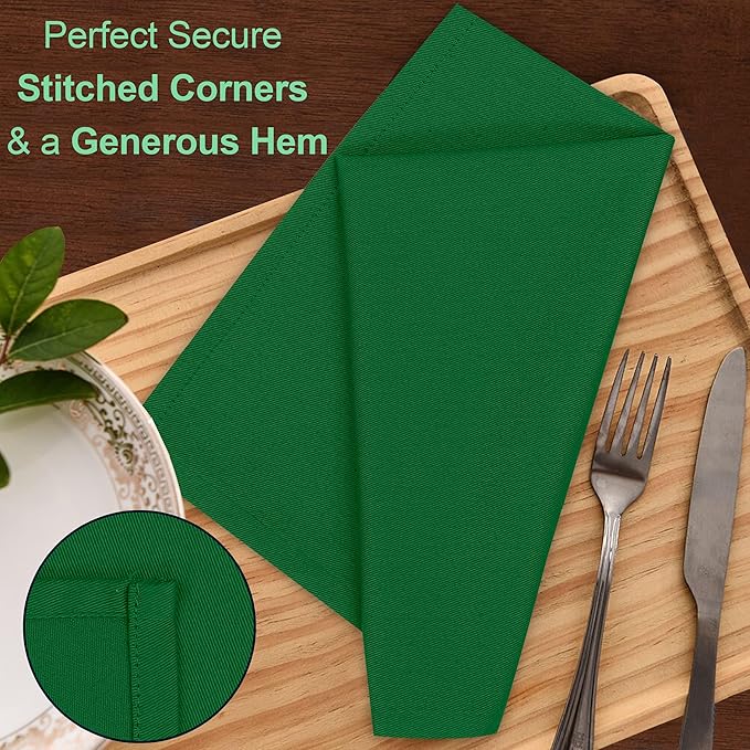 Ruvanti Cloth Napkins Set of 4, 18x18 Inches Napkins Cloth Washable, Soft, Durable, Absorbent, Cotton Blend. Table Dinner Napkins Cloth for Hotel, Lunch, Restaurant, Wedding Parties - Dark Green