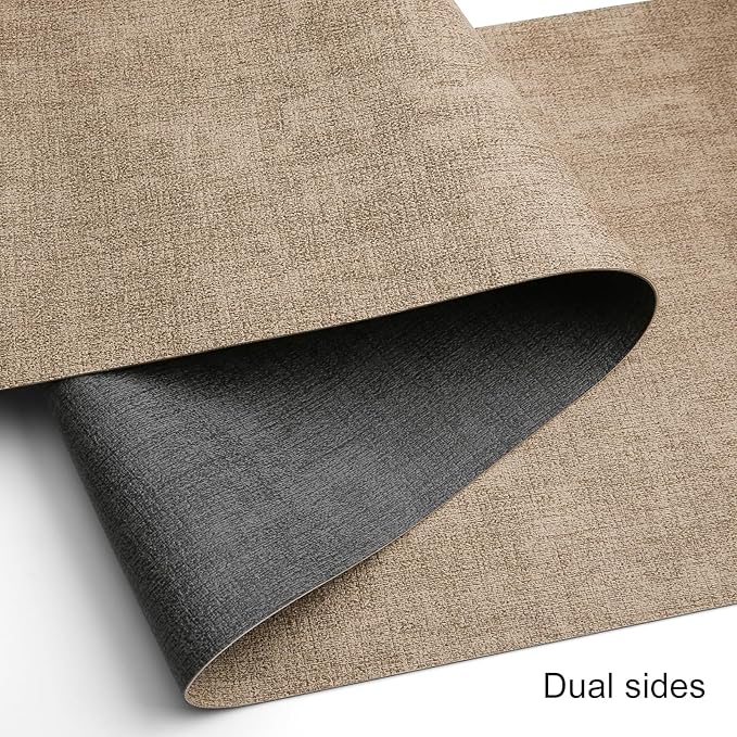 Table Runners 72 Inches Long, Dual-Sided Faux Leather Farmhouse Table Runner Waterproof Heat Resistant Non-Slip for Living Room Party Home Decor Holiday Decorations(Gray Beige, 12 x 72 Inch)