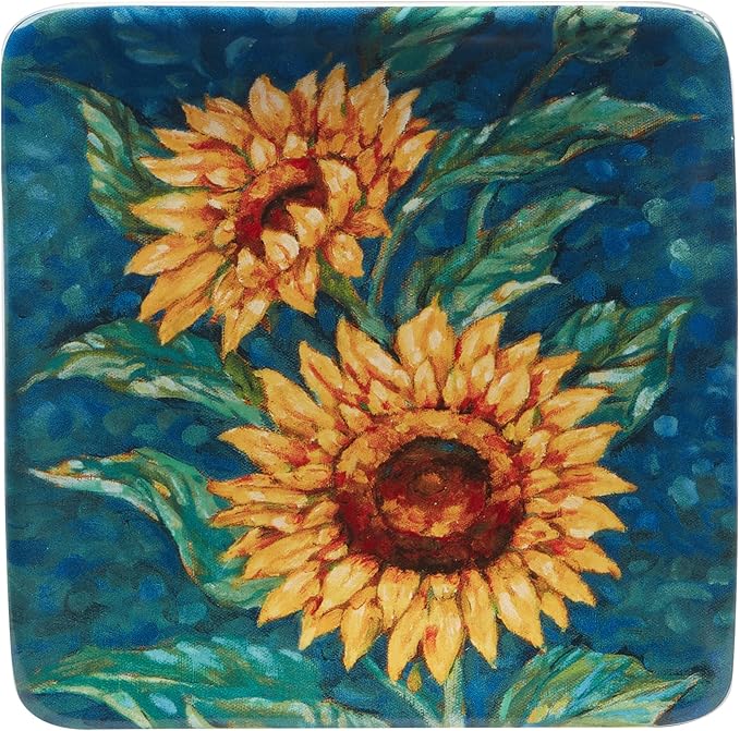 Certified International Golden Sunflowers 6" Canape/Luncheon Plates,Set of 4