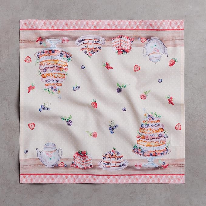 Maison d' Hermine Cloth Napkins Set of 4 100% Cotton Soft & Durable Everyday Reusable Square Napkins Cloth Washable, Dinner, Cocktail Party, Wedding, Restaurant (Incing of The Cakes, 18" x 18")