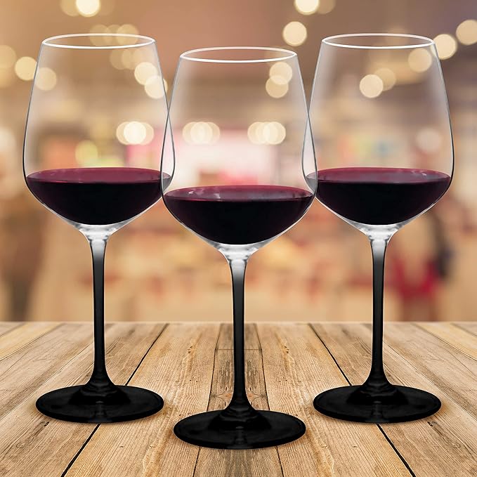 DISCOUNT PROMOS Wine Glasses 17.5 oz. Set of 12, Bulk Pack - Restaurant Glassware, Perfect for Red Wine or White Wine - Black