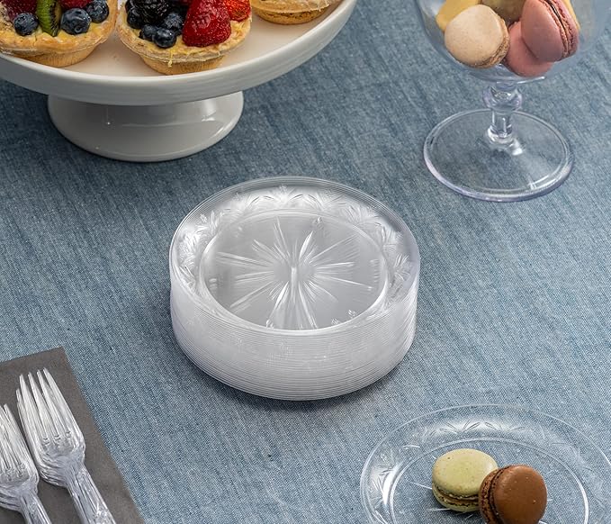 PLASTICPRO 6'' inch Premium Heavy Weight Crystal Clear Disposable Hard Plastic Dessert Size Party Plate Pack of 80