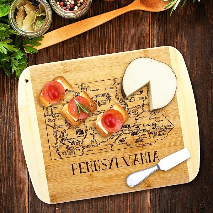 Totally Bamboo A Slice of Life Pennsylvania State Serving and Cutting Board, 11" x 8.75"