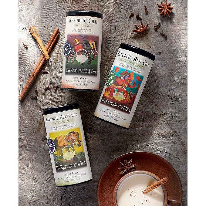 The Republic of Tea – Republic Chai Black Tea, 50 Tea Bags, Spiced Chai Blend, Gluten Free