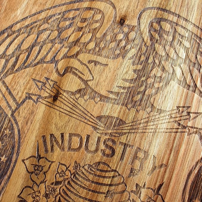 Totally Bamboo Rock & Branch Origins Series Utah State Shaped Cutting Board and Charcuterie Serving Tray, Includes Hang Tie for Wall Display