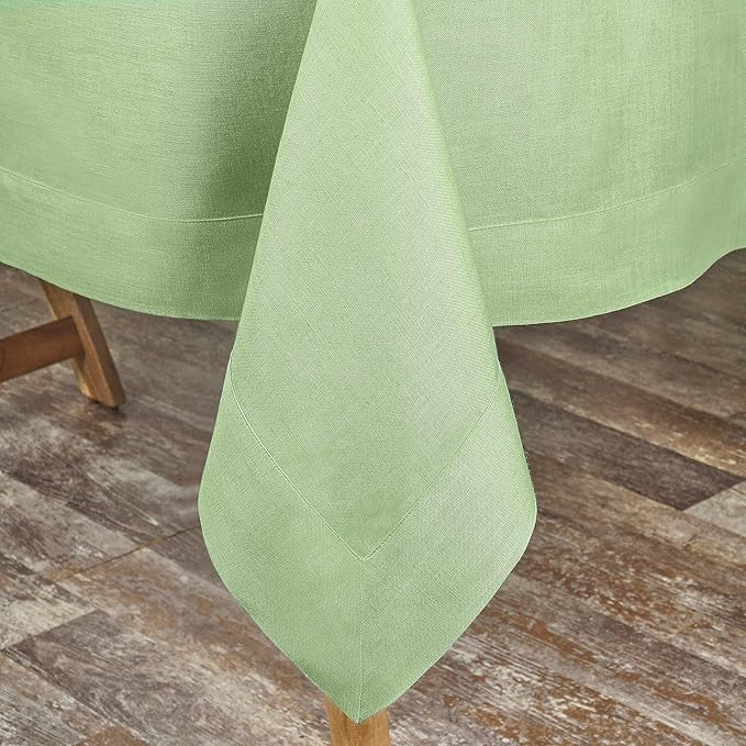 D'Moksha Homes Sage Green Linen Tablecloth 54 x 72 Inch - 100% Pure Linen Tablecloth for Rectangle Tables - Machine Washable Table Cloth for Winter, Christmas, Holiday, New Year