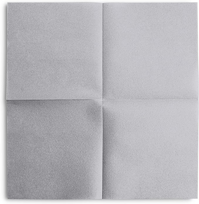 Disposable Grey Cocktail Napkins Paper - 4" x 4" High-End Linen-Like Beverage Party Square Paper Napkin Pack for Bar, Cafe, Restaurant, Christmas, Birthday, Wedding, Baby Shower - 100 Count