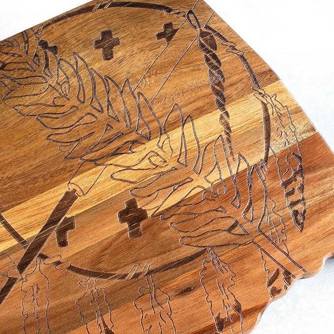 Totally Bamboo Rock & Branch Origins Series Oklahoma State Shaped Cutting Board and Charcuterie Serving Tray, Includes Hang Tie for Wall Display 16-3/4" x 9" x 5/8"