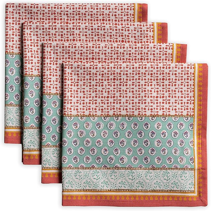 Maison d' Hermine Cloth Napkins Set of 4 100% Cotton Everyday Reusable Square Napkins Cloth Washable, Dinner, Party, Wedding, Restaurant, Spring/Summer (Provence, 20" x 20")
