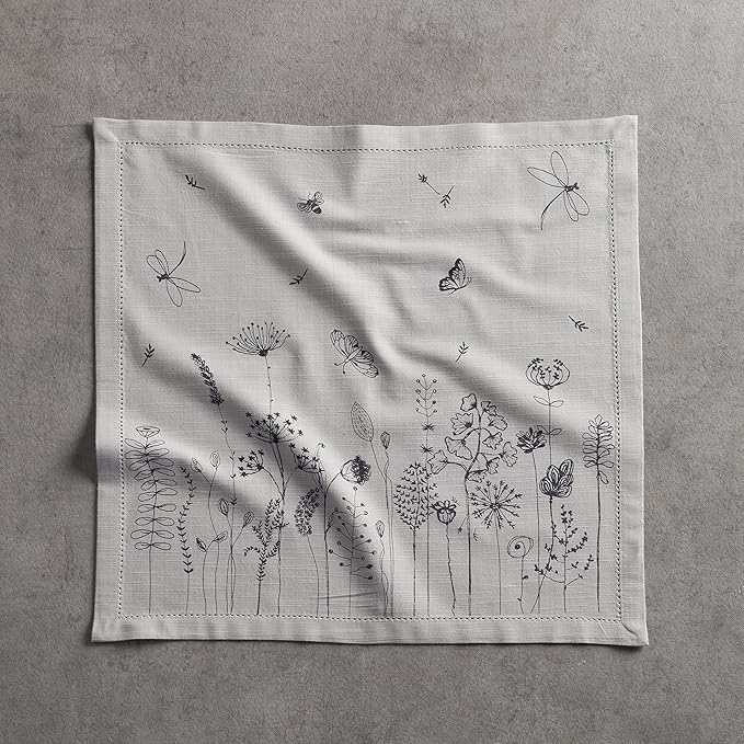Maison d' Hermine Cloth Napkins Set of 4 100% Cotton Everyday Reusable Square Napkins Cloth Washable, Dinner, Party, Wedding, Restaurant, Spring/Summer (Flore, 20" x 20")