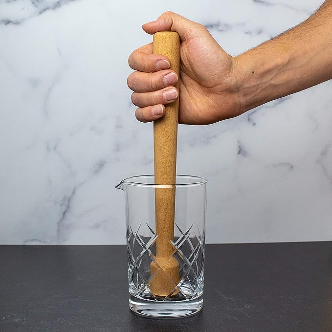 Wood Cocktail Muddler: 12 inch Hardwood Mojito Drink Muddler Home Bar Tool
