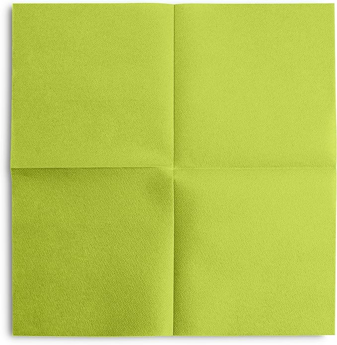 Disposable Kiwi Cocktail Napkins Paper - 4" x 4" High-End Linen-Like Beverage Party Square Paper Napkin Pack for Bar, Cafe, Restaurant, Christmas, Birthday, Wedding, Baby Shower - 100 Count