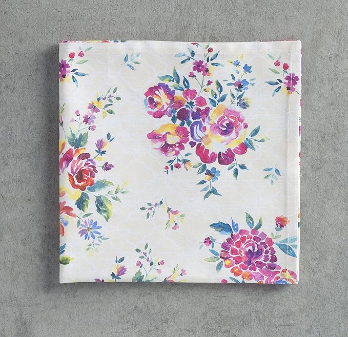 Maison d' Hermine Cloth Napkins Set of 4 100% Cotton Everyday Reusable Square Napkins Cloth Washable, Dinner, Party, Wedding, Restaurant, Spring/Summer (Rose Garden, 20" x 20")