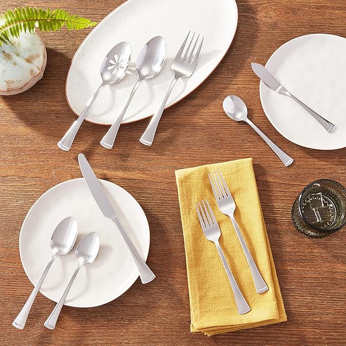 Gourmet Basics by Mikasa Contempo 45-Piece Stainless Steel Flatware Set, Service for 8