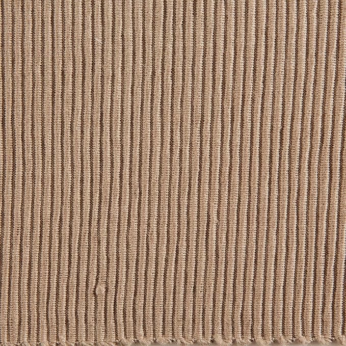 DII Basic Everyday Ribbed Tabletop 100% Cotton, Placemat Set, 13x19, Stone, 6 Piece