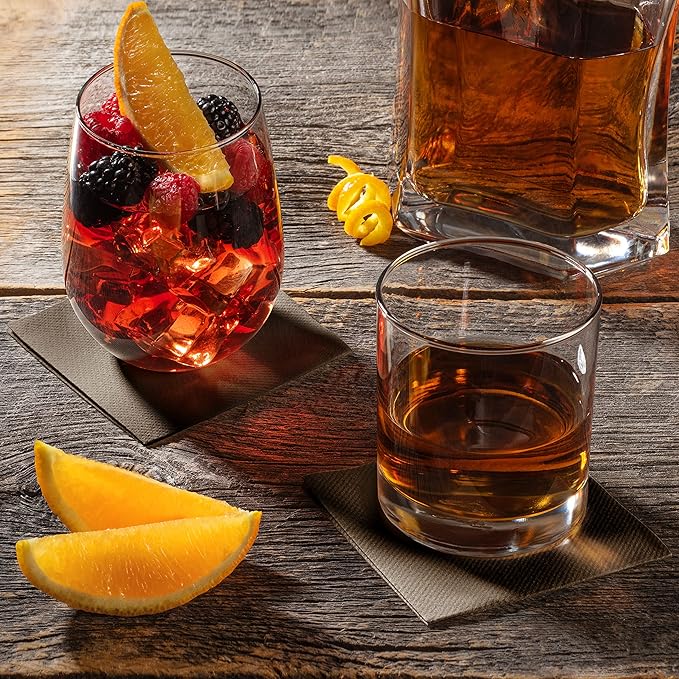 AH AMERICAN HOMESTEAD Paper Cocktail Napkins - Linen-Like Disposable Beverage Bar Napkins 4.75" x 4.75" - Bulk Square Napkins - Ideal for Party or Wedding (Dark Brown -100 Count)